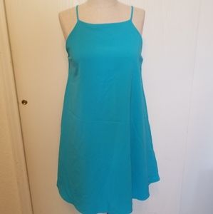 Halter dress in aqua